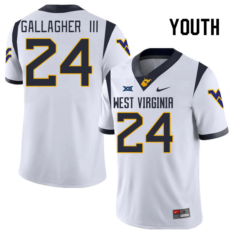 Youth #24 Rodney Gallagher III West Virginia Mountaineers College 2024 New Uniforms Football Jerseys